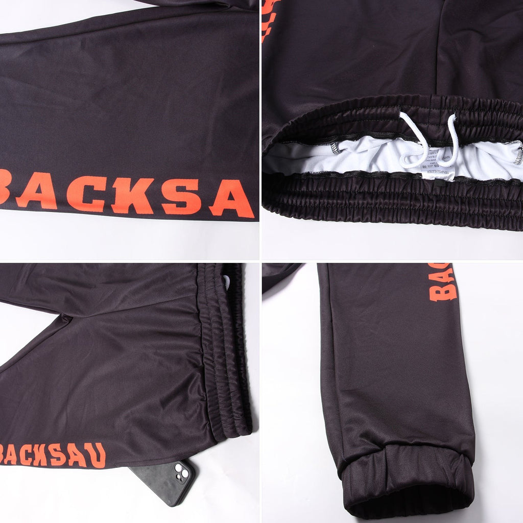 Custom Black Orange Fleece Jogger Sweatpants photo 3