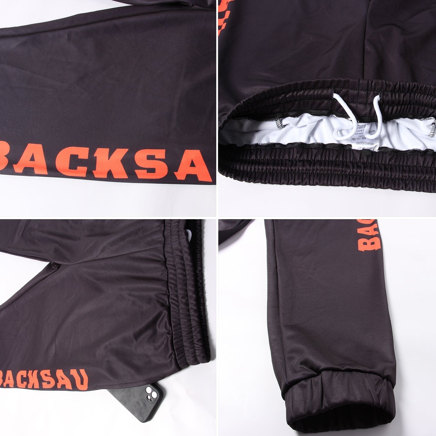 Custom Black Orange Fleece Jogger Sweatpants photo 3