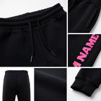 Custom Black Pink Fleece Jogger Sweatpants detail