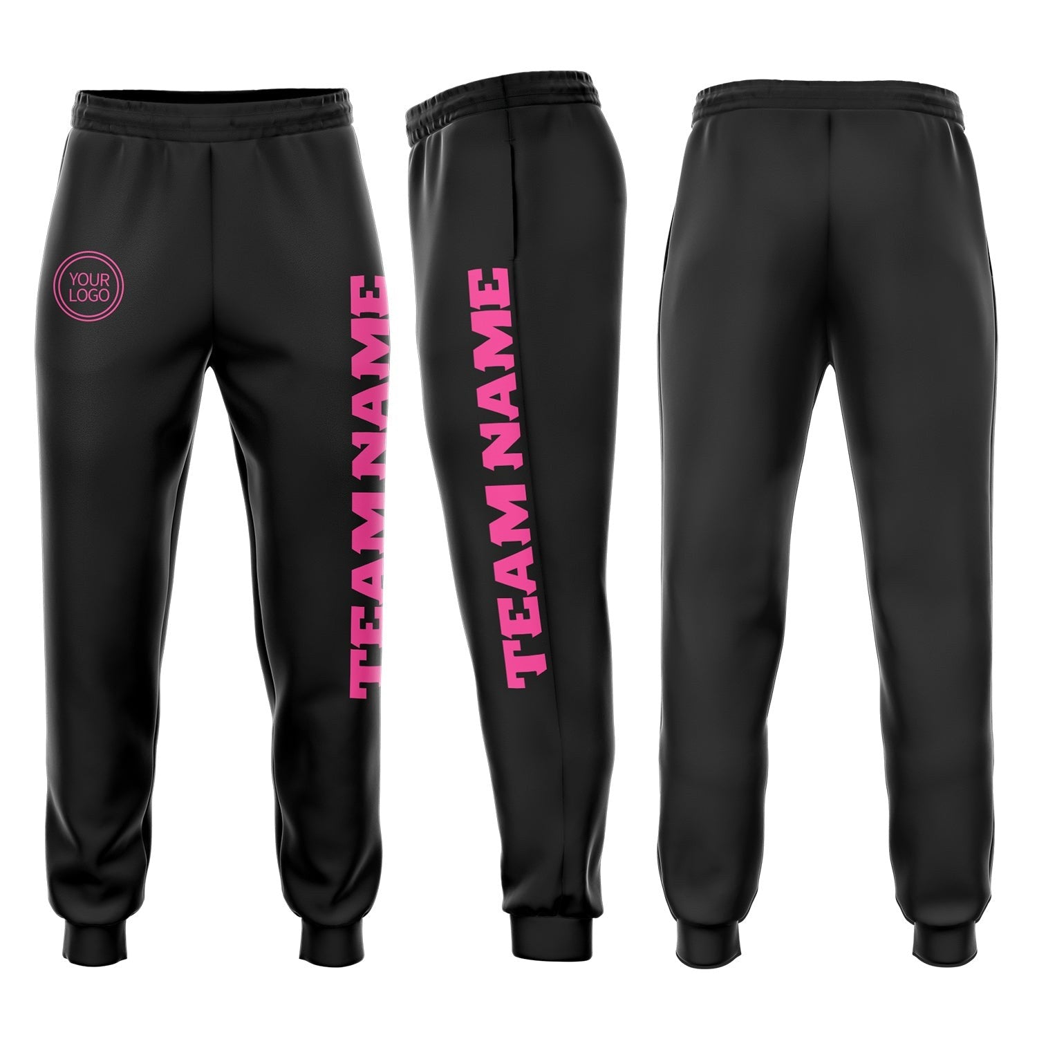 Custom Black Pink Fleece Jogger Sweatpants photo 1