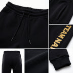 Custom Black Old Gold Fleece Jogger Sweatpants detail