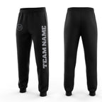 Custom Black Gray Fleece Jogger Sweatpants