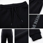 Custom Black Gray Fleece Jogger Sweatpants detail