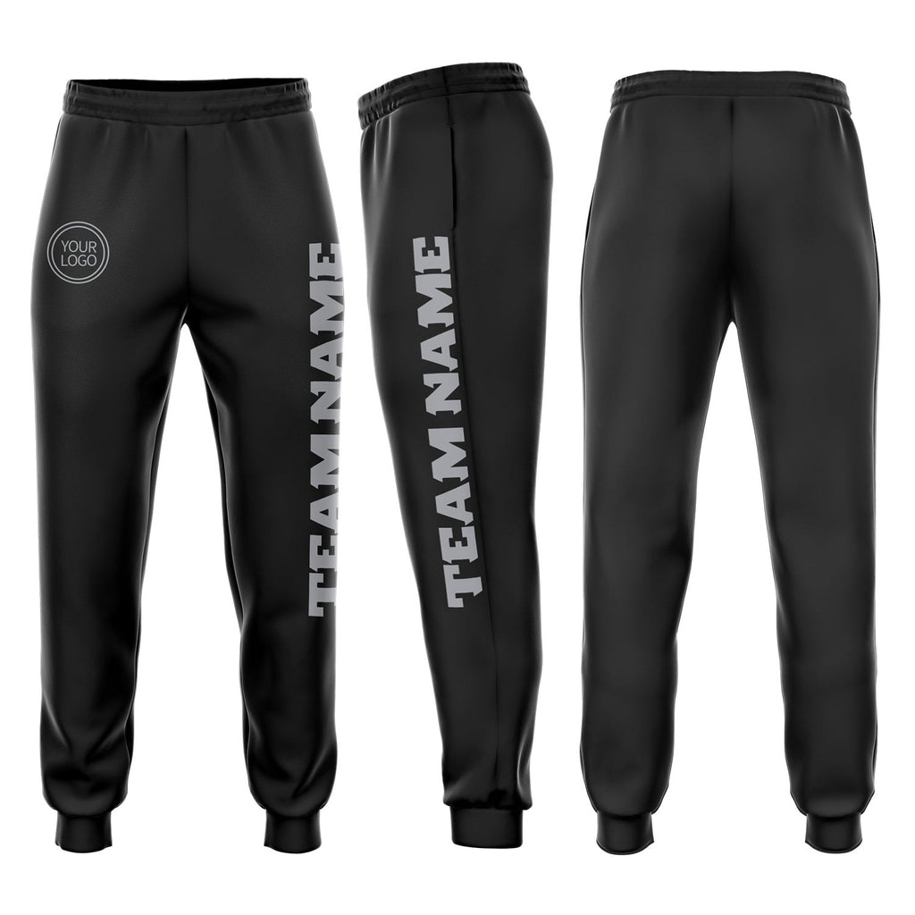 Custom Black Gray Fleece Jogger Sweatpants photo 1