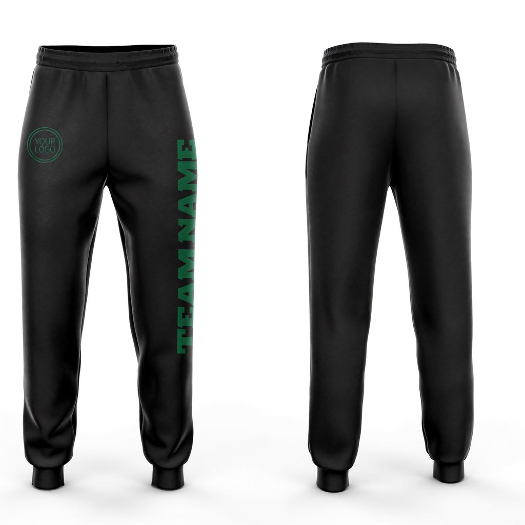 Custom Black Kelly Green Fleece Jogger Sweatpants