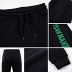 Custom Black Kelly Green Fleece Jogger Sweatpants detail