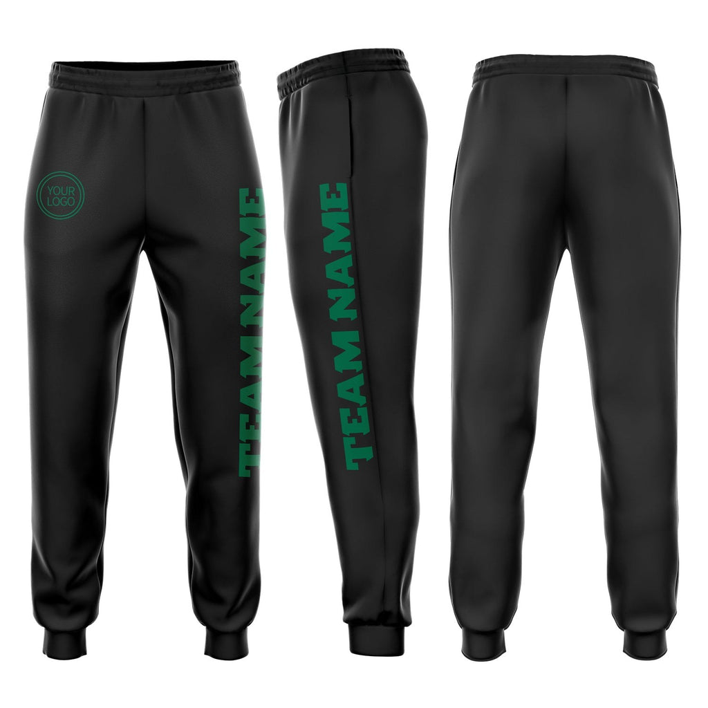 Custom Black Kelly Green Fleece Jogger Sweatpants photo 1