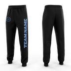 Custom Black Light Blue Fleece Jogger Sweatpants