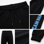 Custom Black Light Blue Fleece Jogger Sweatpants detail
