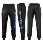 Custom Black Light Blue Fleece Jogger Sweatpants photo 1