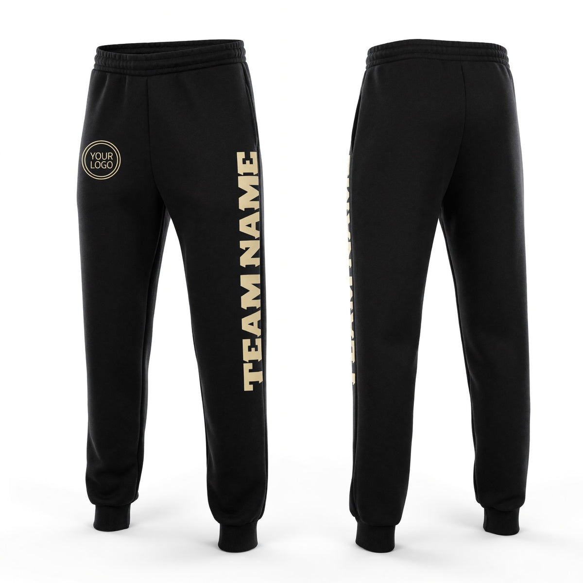 Custom Black Cream Fleece Jogger Sweatpants