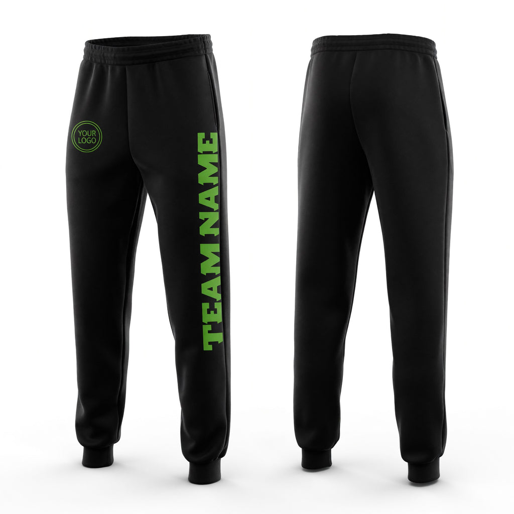 Custom Black Neon Green Fleece Jogger Sweatpants