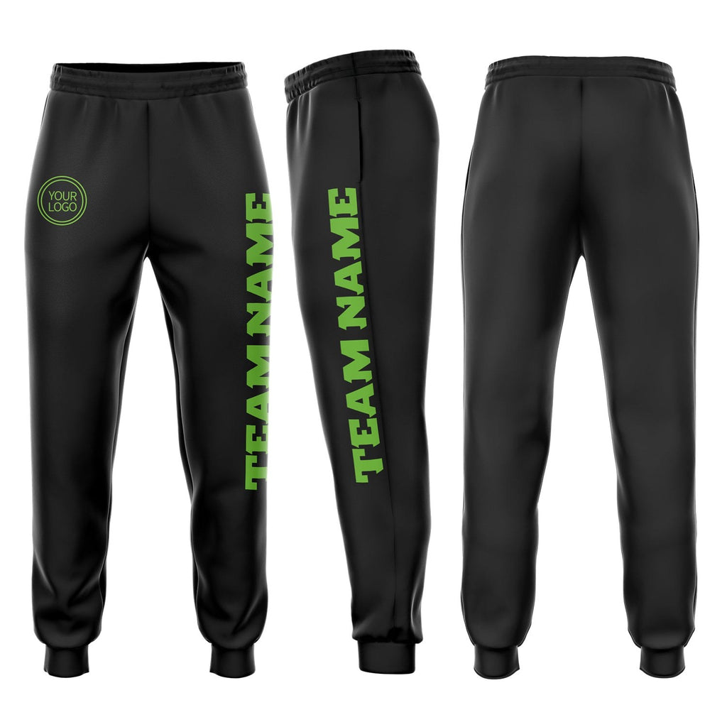 Custom Black Neon Green Fleece Jogger Sweatpants photo 1