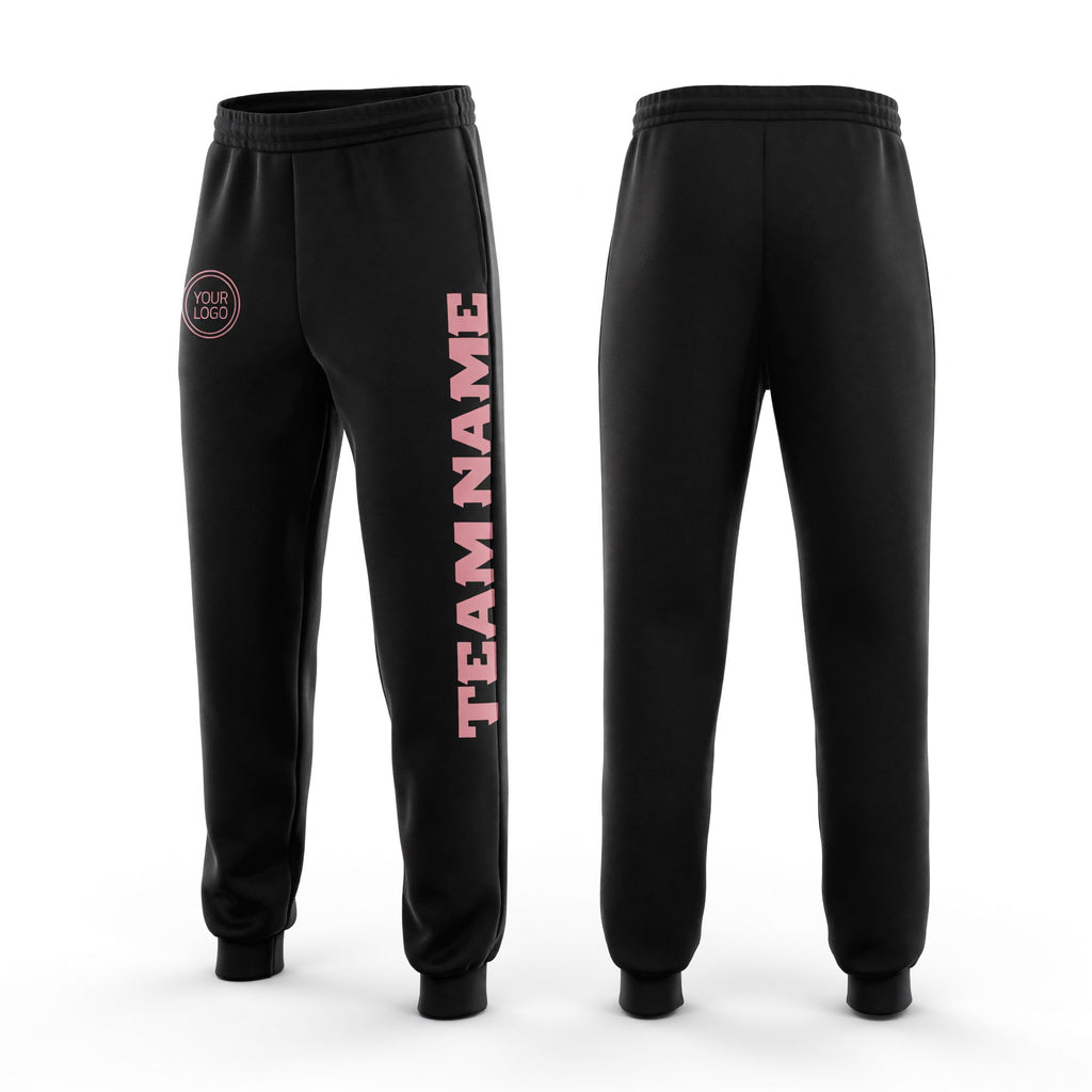 Custom Black Medium Pink Fleece Jogger Sweatpants