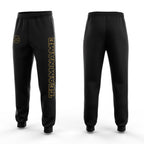 Custom Black Black-Old Gold Fleece Jogger Sweatpants