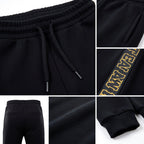 Custom Black Black-Old Gold Fleece Jogger Sweatpants detail
