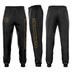 Custom Black Black-Old Gold Fleece Jogger Sweatpants photo 1