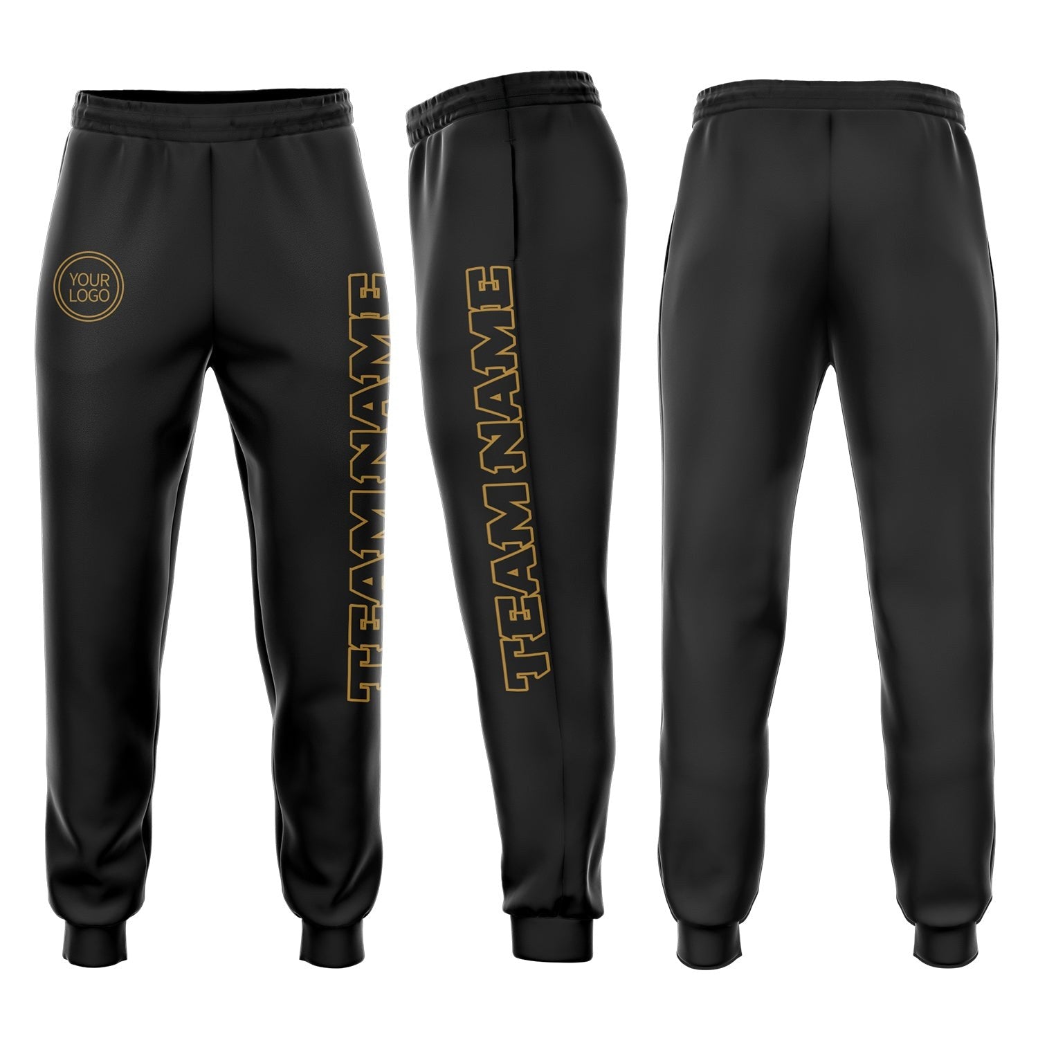 Custom Black Black-Old Gold Fleece Jogger Sweatpants photo 1