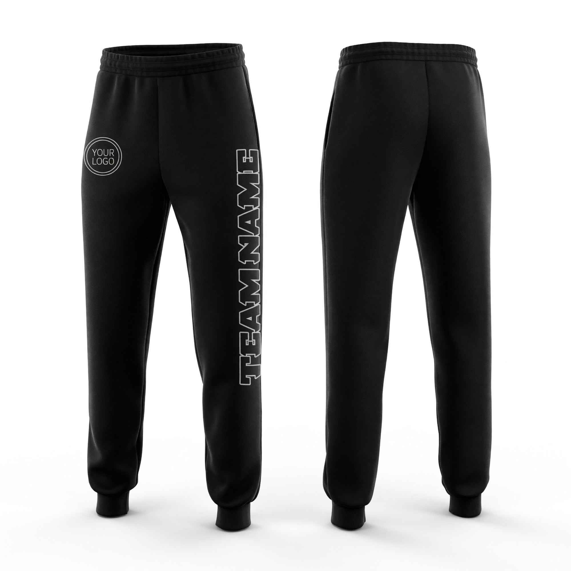 Custom Black Black-Gray Fleece Jogger Sweatpants