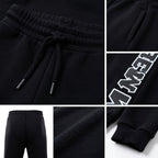 Custom Black Black-Gray Fleece Jogger Sweatpants detail