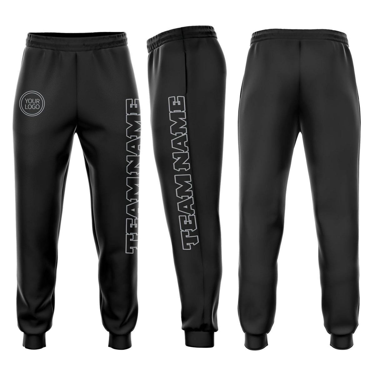 Custom Black Black-Gray Fleece Jogger Sweatpants photo 1