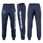 Custom Navy White Fleece Jogger Sweatpants photo 1