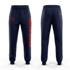 Custom Navy Red Fleece Jogger Sweatpants