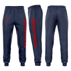 Custom Navy Red Fleece Jogger Sweatpants photo 1