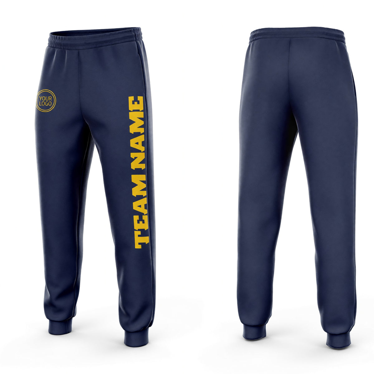 Custom Navy Gold Fleece Jogger Sweatpants