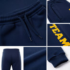 Custom Navy Gold Fleece Jogger Sweatpants detail