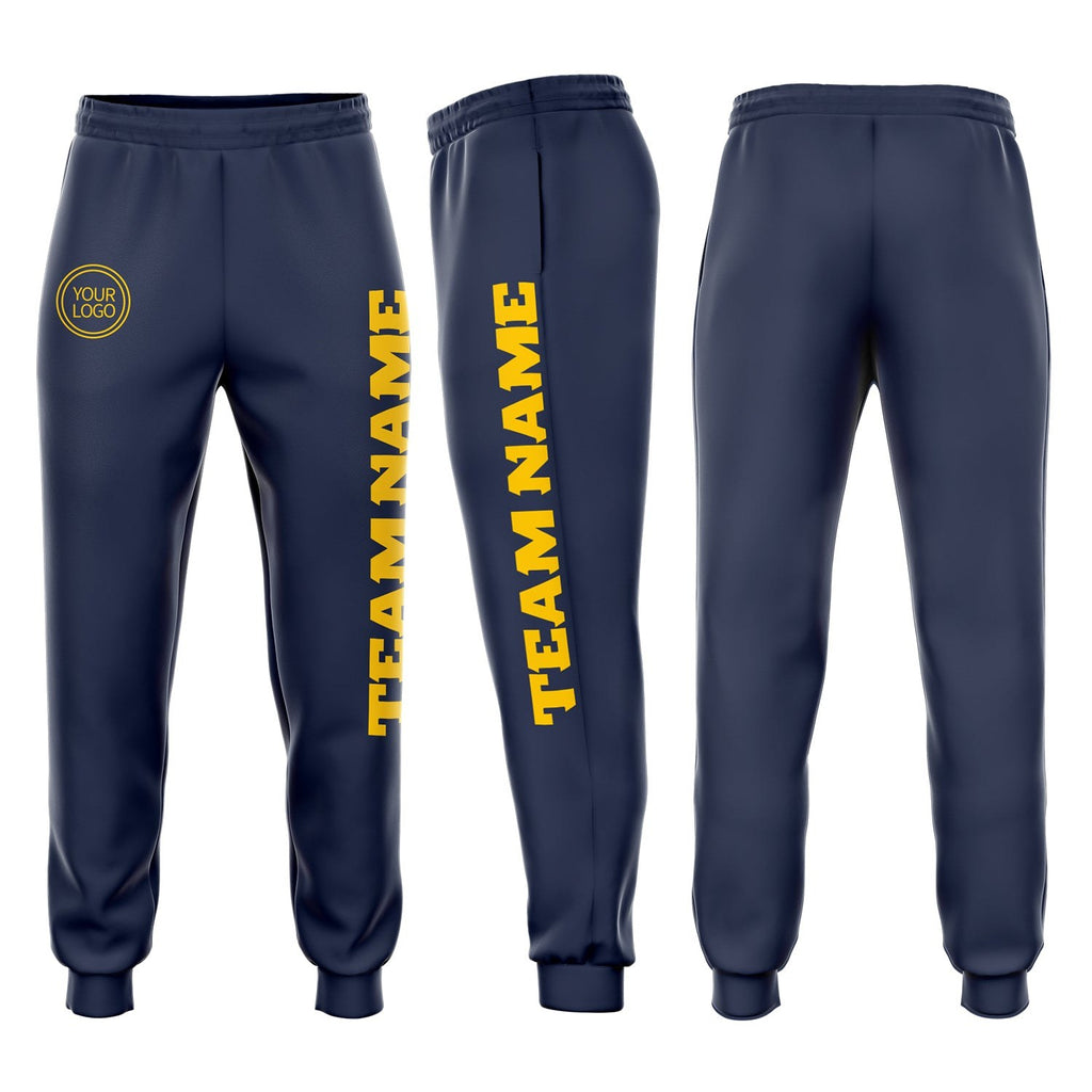 Custom Navy Gold Fleece Jogger Sweatpants photo 1