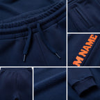 Custom Navy Orange Fleece Jogger Sweatpants detail