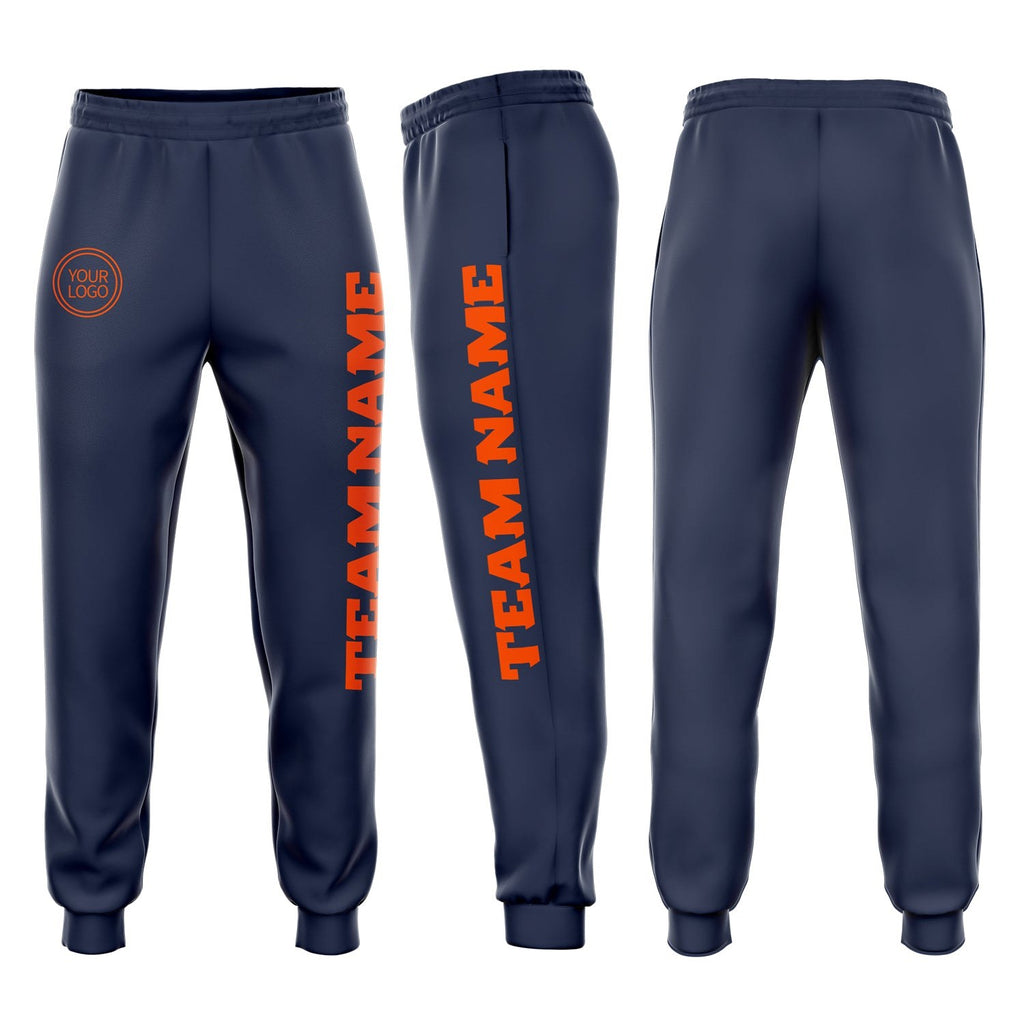 Custom Navy Orange Fleece Jogger Sweatpants photo 1
