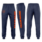 Custom Navy Orange Fleece Jogger Sweatpants photo 1