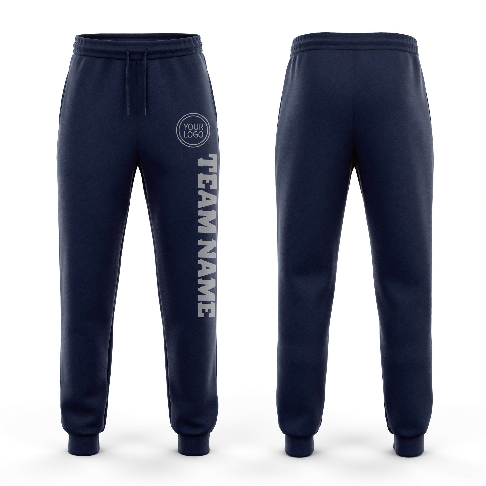 Custom Navy Gray Fleece Jogger Sweatpants