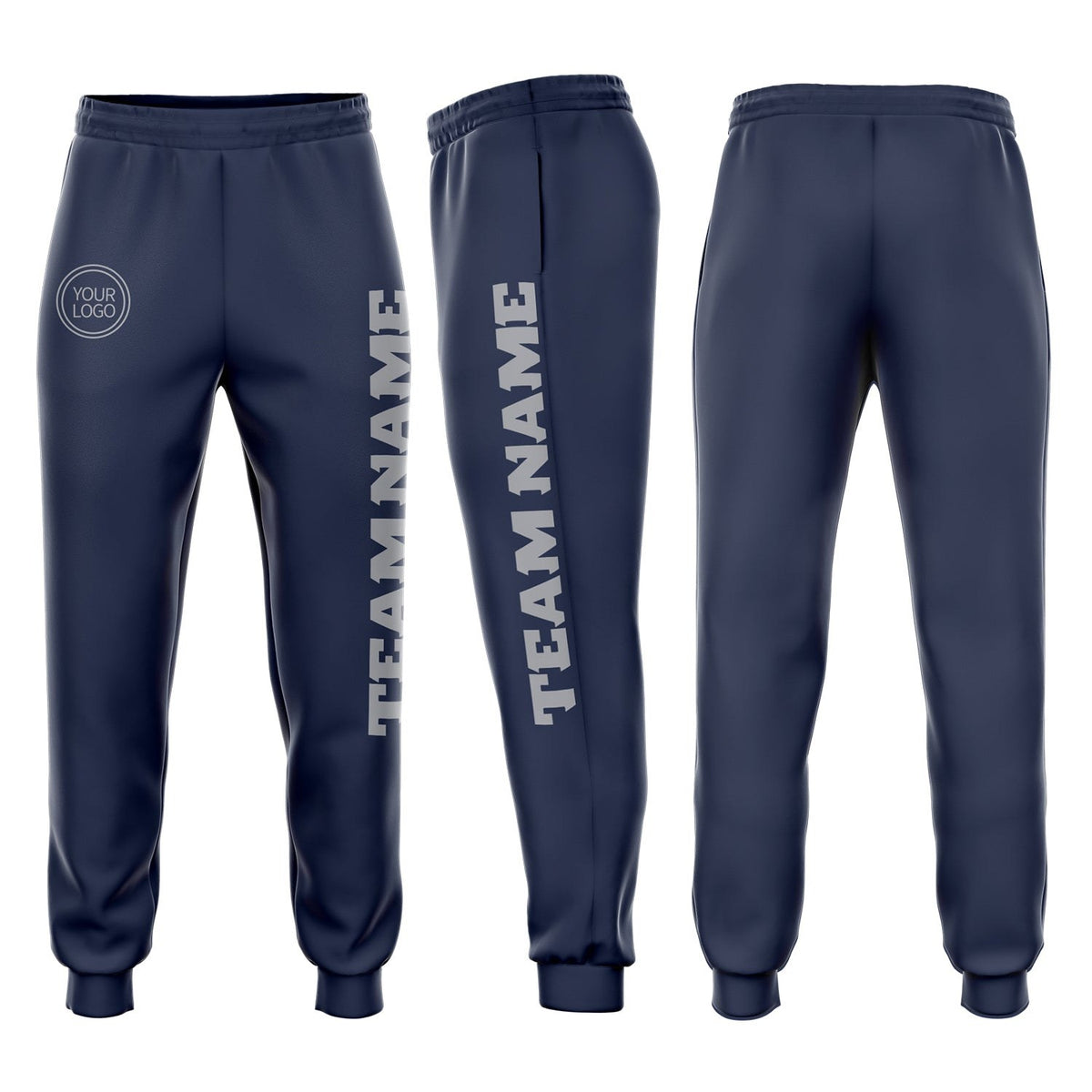 Custom Navy Gray Fleece Jogger Sweatpants photo 1