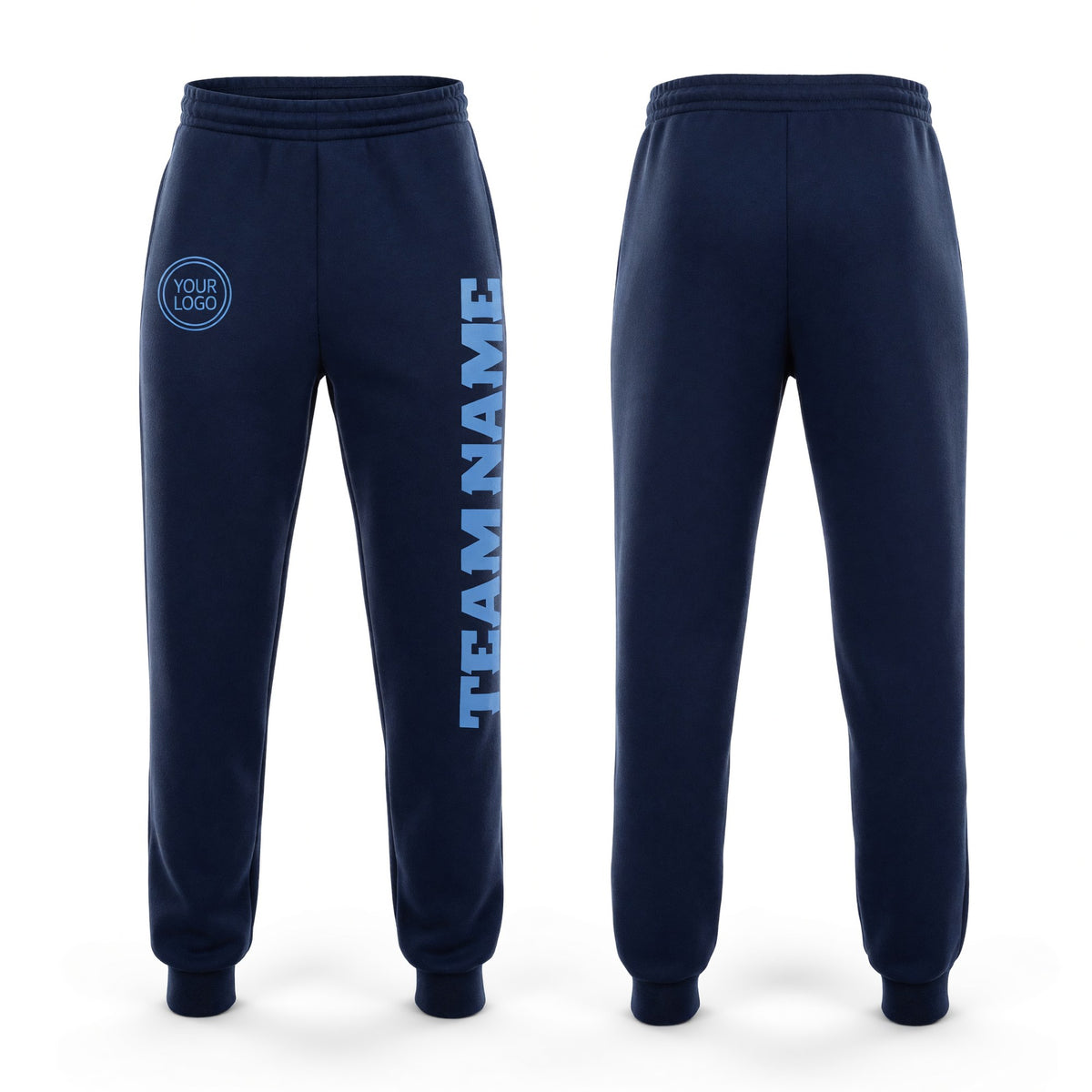 Custom Navy Light Blue Fleece Jogger Sweatpants