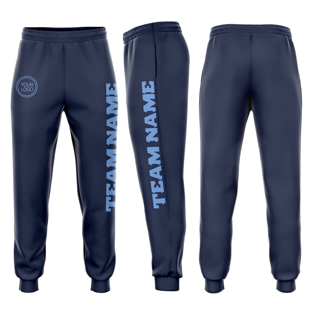 Custom Navy Light Blue Fleece Jogger Sweatpants photo 1