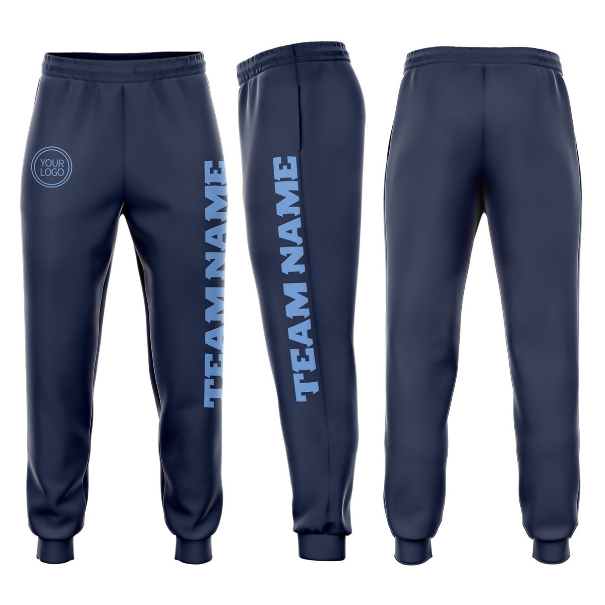 Custom Navy Light Blue Fleece Jogger Sweatpants photo 1