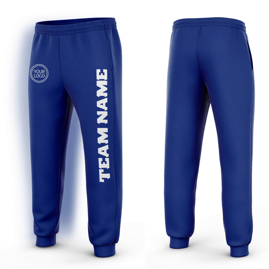 Custom Royal White Fleece Jogger Sweatpants
