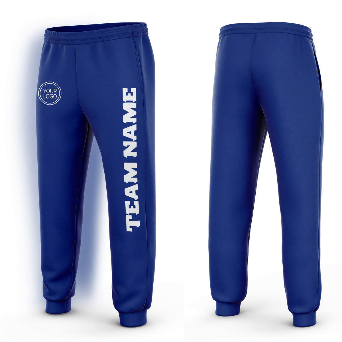 Custom Royal White Fleece Jogger Sweatpants