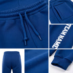 Custom Royal White Fleece Jogger Sweatpants detail