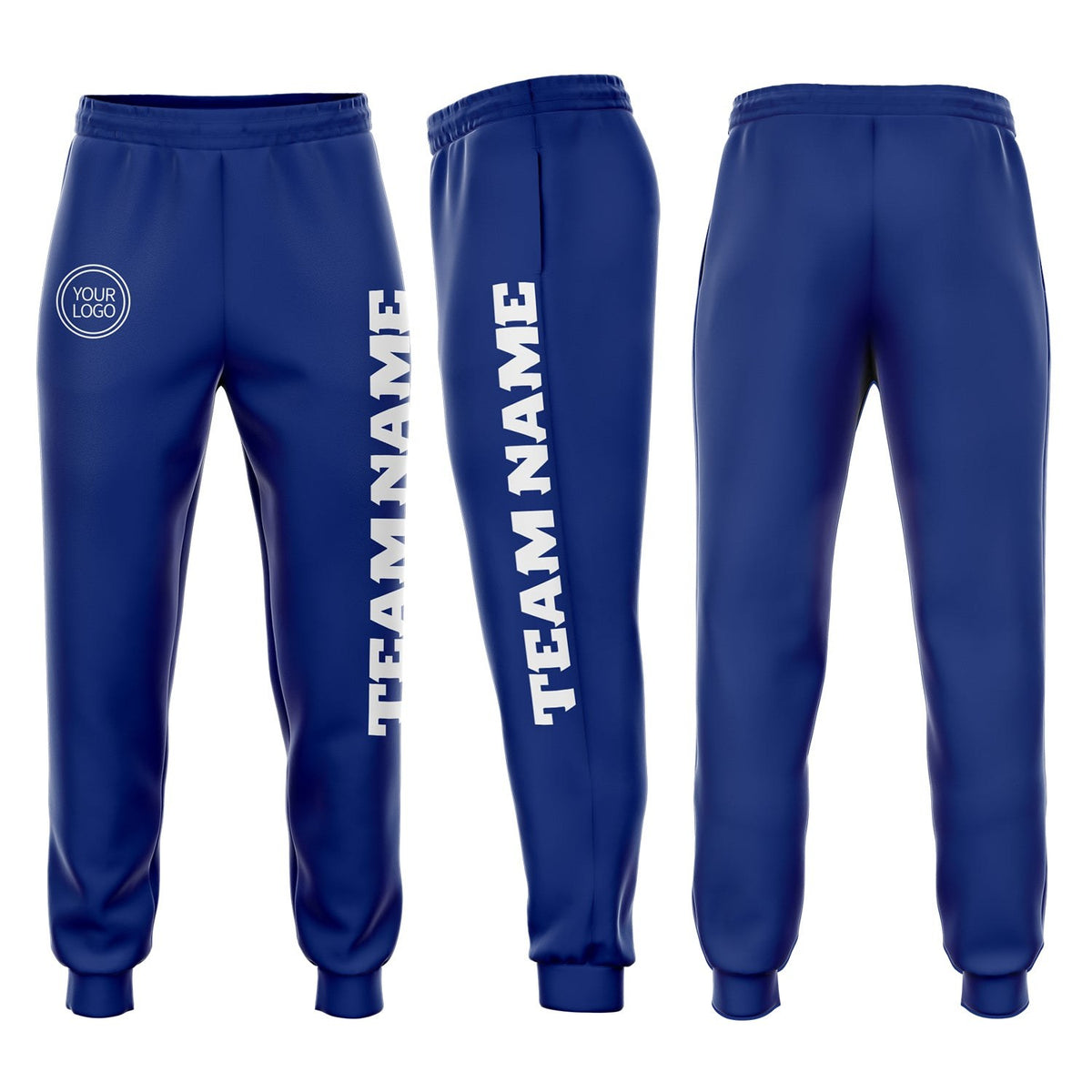 Custom Royal White Fleece Jogger Sweatpants photo 1