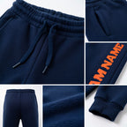 Custom Royal Orange Fleece Jogger Sweatpants detail