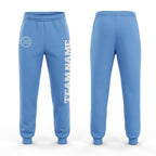 Custom Light Blue White Fleece Jogger Sweatpants