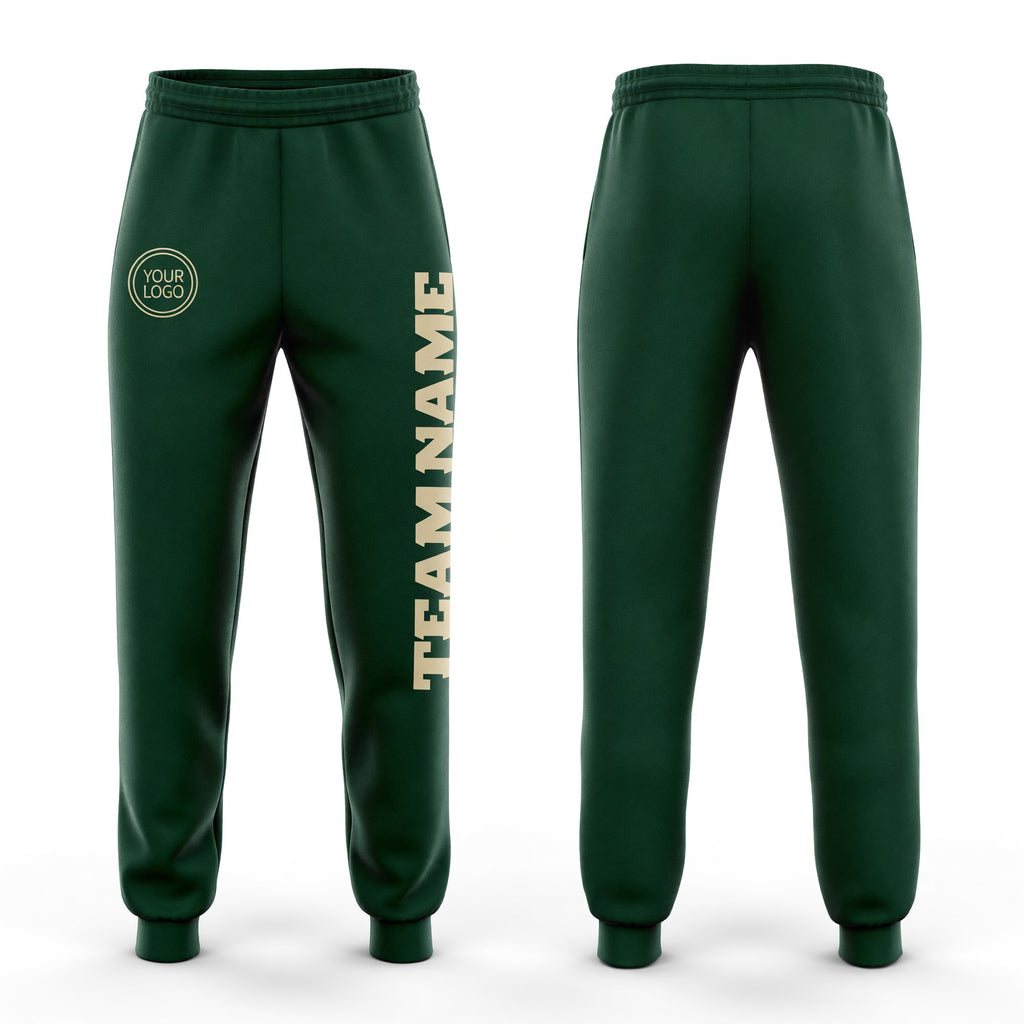 Custom Green Cream Fleece Jogger Sweatpants