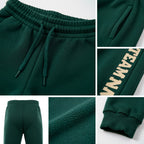 Custom Green Cream Fleece Jogger Sweatpants detail