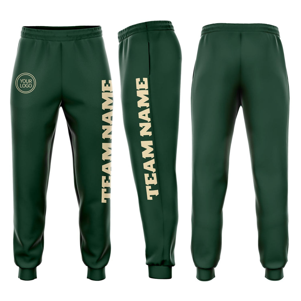 Custom Green Cream Fleece Jogger Sweatpants photo 1