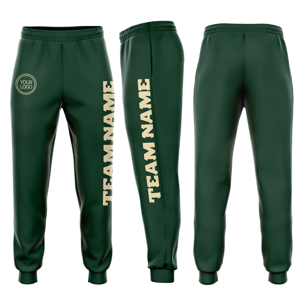 Custom Green Cream Fleece Jogger Sweatpants photo 1