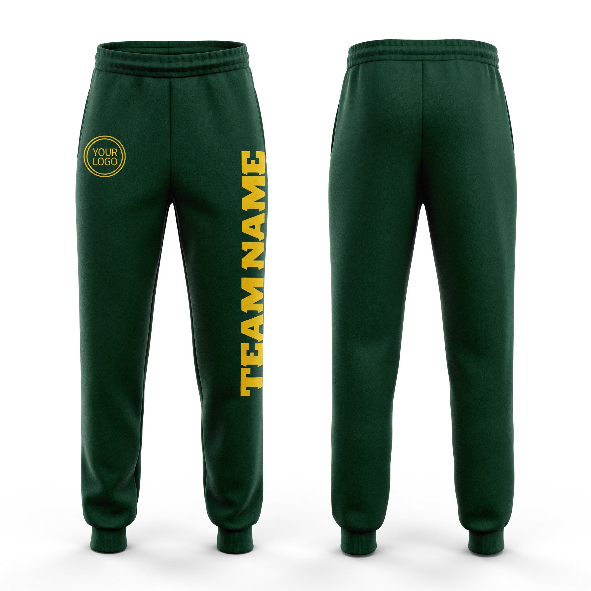Custom Green Gold Fleece Jogger Sweatpants